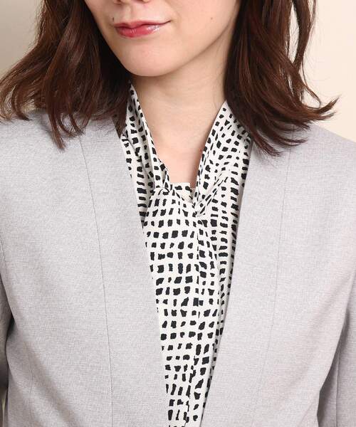 COUP DE CHANCE(クードシャンス)の「◆【洗える/日本製/スーツ】タンブルツィード ノーカラージャケット(スーツジャケット・レディース・ダークネイビー/ライトグレー系3/ネイビー系9・40/38/36/34)」の7枚目の写真