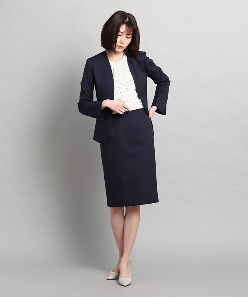 【極美品】近年モデル ３点セット　クードシャンス　　濃紺　タンブルツィード　S COUP DE CHANCE（クードシャンス）の「◇【洗える】タンブル