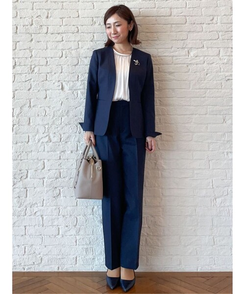 COUP DE CHANCE(クードシャンス)の「◆【洗える/日本製/スーツ】タンブルツィード ノーカラージャケット(スーツジャケット・レディース・ダークネイビー/ライトグレー系3/ネイビー系9・40/38/36/34)」の19枚目の写真