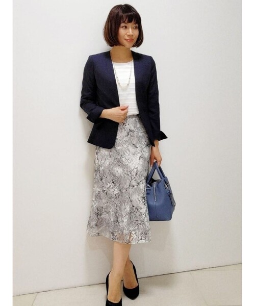 COUP DE CHANCE(クードシャンス)の「◆【洗える/日本製/スーツ】タンブルツィード ノーカラージャケット(スーツジャケット・レディース・ダークネイビー/ライトグレー系3/ネイビー系9・40/38/36/34)」の22枚目の写真