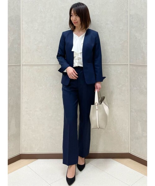 【極美品】近年モデル 3点セット クードシャンス  濃紺 タンブルツィード S COUP DE CHANCE(クードシャンス)の「◇【洗える/日本製/スーツ