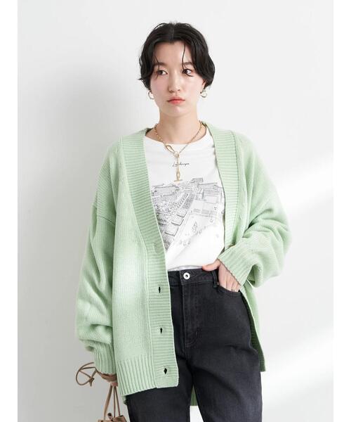 earth music&ecology（アースミュージックアンドエコロジー）の「ルーズカーディガン（カーディガン/ボレロ・レディース・グレー/ピンク/イエロー/グリーン・FREE）」の8枚目の写真