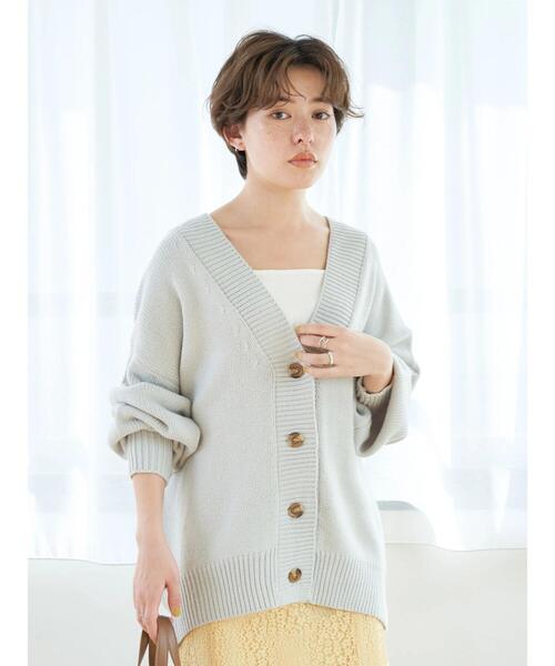 earth music&ecology（アースミュージックアンドエコロジー）の「ルーズカーディガン（カーディガン/ボレロ・レディース・グレー/ピンク/イエロー/グリーン・FREE）」の5枚目の写真
