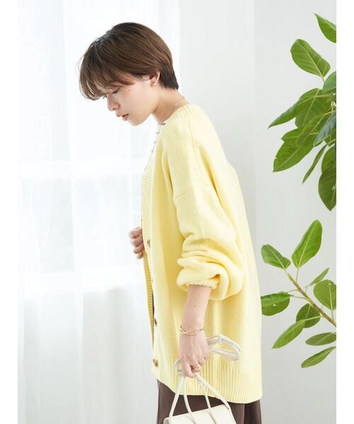 earth music&ecology（アースミュージックアンドエコロジー）の「ルーズカーディガン（カーディガン/ボレロ・レディース・グレー/ピンク/イエロー/グリーン・FREE）」の6枚目の写真