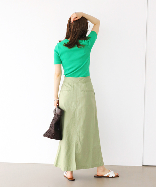 セール】コットンリネンオックストラペーズスカート（スカート