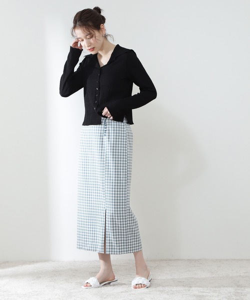 N.（N. Natural Beauty Basic）（エヌエヌナチュラルビューティーベーシック）の「【S Size Line】ギンガムチェックサイドボタンタイトスカート（スカート・レディース・ブラック系その他/ブルー系その他・SMALL/MEDIUM）」の10枚目の写真