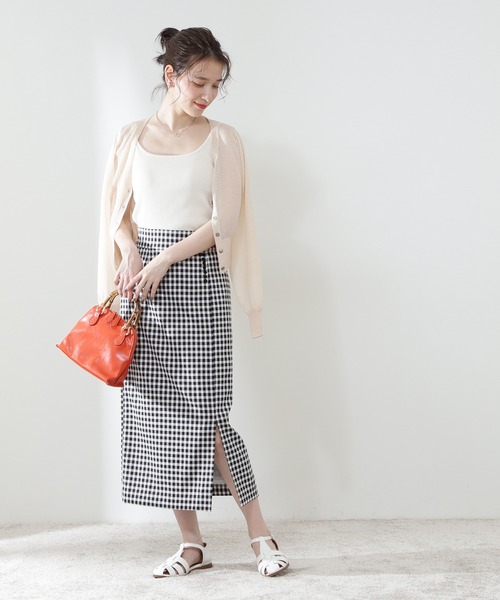 N.（N. Natural Beauty Basic）（エヌエヌナチュラルビューティーベーシック）の「【S Size Line】ギンガムチェックサイドボタンタイトスカート（スカート・レディース・ブラック系その他/ブルー系その他・SMALL/MEDIUM）」の6枚目の写真