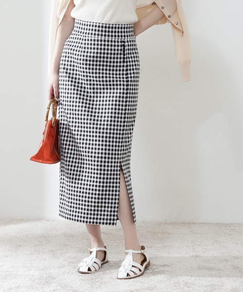 N.（N. Natural Beauty Basic）（エヌエヌナチュラルビューティーベーシック）の「【S Size Line】ギンガムチェックサイドボタンタイトスカート（スカート・レディース・ブラック系その他/ブルー系その他・SMALL/MEDIUM）」の5枚目の写真
