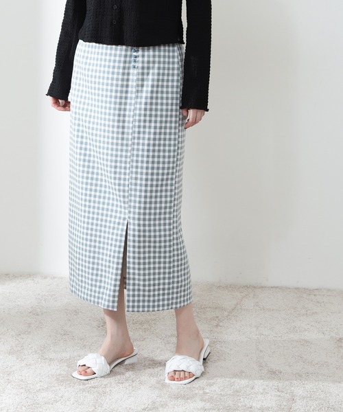 N.（N. Natural Beauty Basic）（エヌエヌナチュラルビューティーベーシック）の「【S Size Line】ギンガムチェックサイドボタンタイトスカート（スカート・レディース・ブラック系その他/ブルー系その他・SMALL/MEDIUM）」の8枚目の写真