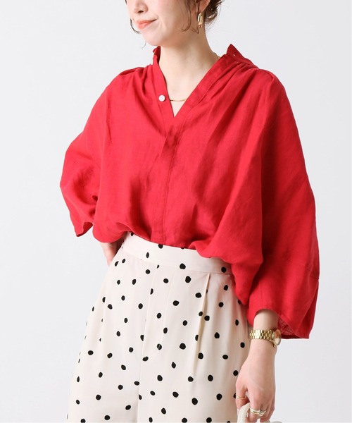 B.C STOCK(ベーセーストック)の「ヨーロピアンフラックスリネン2WAYブラウス(シャツ/ブラウス・レディース・ブラック/レッド/ブルー系その他・FREE)」の1枚目の写真