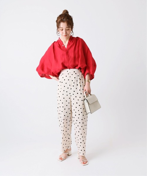 B.C STOCK(ベーセーストック)の「ヨーロピアンフラックスリネン2WAYブラウス(シャツ/ブラウス・レディース・ブラック/レッド/ブルー系その他・FREE)」の12枚目の写真