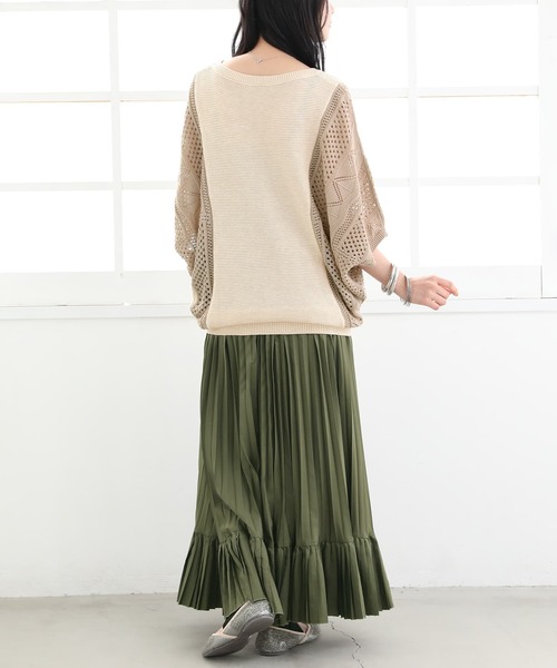 n'OrLABEL（ノアールレーベル）の「【廃盤】『透かし編み配色ドルマンニット』（ニット/セーター・レディース・グリーン/ネイビー/オレンジ/ベージュ/スモークピンク/ライトブルー・FREE）」の11枚目の写真