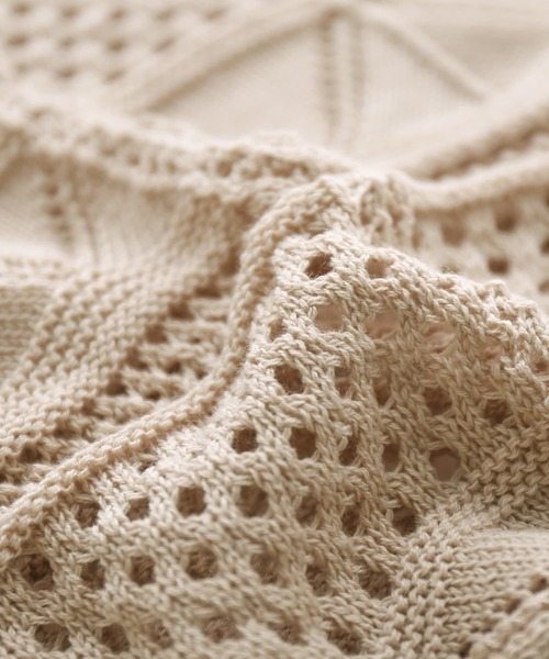 n'OrLABEL（ノアールレーベル）の「【廃盤】『透かし編み配色ドルマンニット』（ニット/セーター・レディース・グリーン/ネイビー/オレンジ/ベージュ/スモークピンク/ライトブルー・FREE）」の21枚目の写真