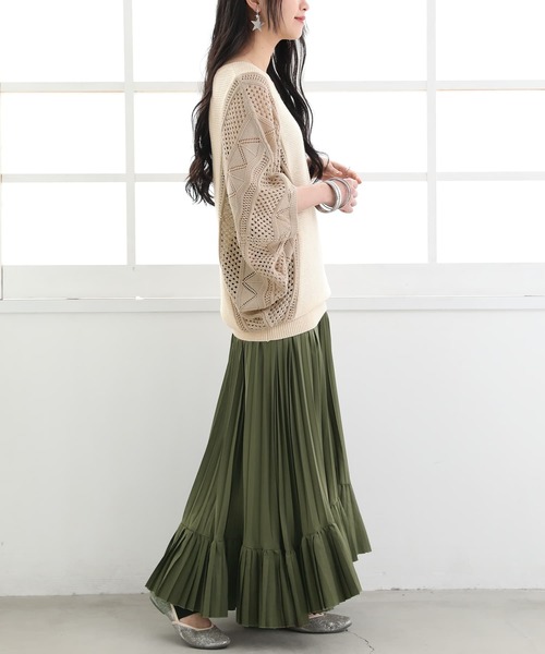 n'OrLABEL（ノアールレーベル）の「【廃盤】『透かし編み配色ドルマンニット』（ニット/セーター・レディース・グリーン/ネイビー/オレンジ/ベージュ/スモークピンク/ライトブルー・FREE）」の10枚目の写真