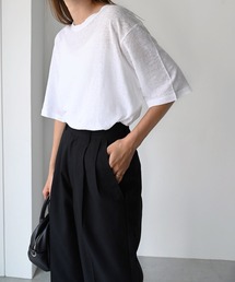 CANAL JEAN | El mar(エルマール) リネンスラブオーバーサイズ半袖Tシャツ(Tシャツ/カットソー)