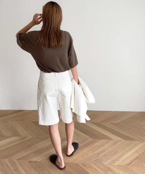 CANAL JEAN（キャナルジーン）の「El mar　リネンスラブオーバーサイズ半袖Tシャツ（Tシャツ/カットソー・レディース・ホワイト/ブラック/ブラウン/カーキ/キナリ・ONE SIZE）」の15枚目の写真