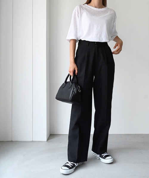 CANAL JEAN（キャナルジーン）の「El mar　リネンスラブオーバーサイズ半袖Tシャツ（Tシャツ/カットソー・レディース・ホワイト/ブラック/ブラウン/カーキ/キナリ・ONE SIZE）」の6枚目の写真