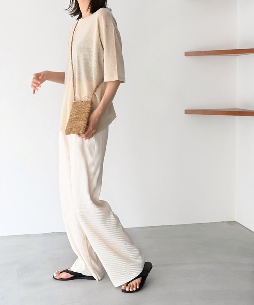 CANAL JEAN（キャナルジーン）の「El mar　リネンスラブオーバーサイズ半袖Tシャツ（Tシャツ/カットソー・レディース・ホワイト/ブラック/ブラウン/カーキ/キナリ・ONE SIZE）」の10枚目の写真