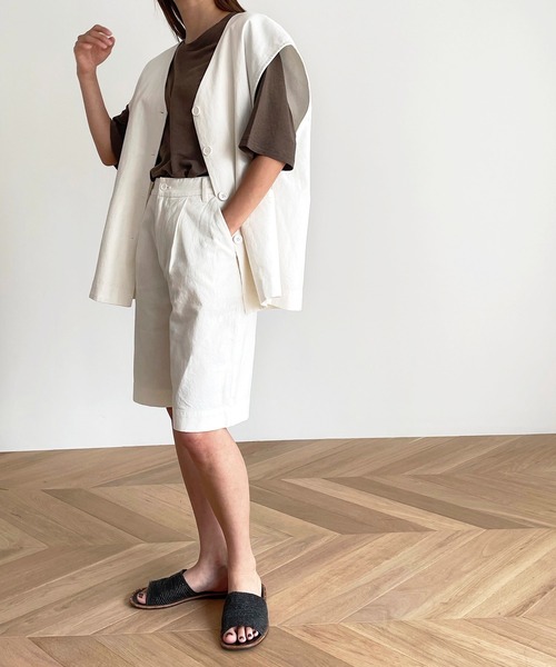 CANAL JEAN（キャナルジーン）の「El mar　リネンスラブオーバーサイズ半袖Tシャツ（Tシャツ/カットソー・レディース・ホワイト/ブラック/ブラウン/カーキ/キナリ・ONE SIZE）」の16枚目の写真