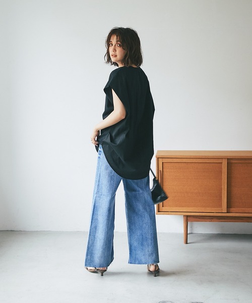 RIVE DROITE（リヴドロワ）の「ドッキングフレンチカットソー（Tシャツ/カットソー・レディース・オフホワイト/ブラック/カーキ・FREE）」の20枚目の写真