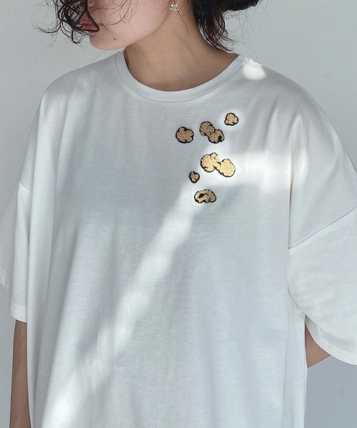 AS KNOW AS plus（アズノゥアズプラス）の「●ポップコーン刺繍Tシャツ（Tシャツ/カットソー・レディース・オフホワイト/ブラック/グリーン・FREE）」の6枚目の写真