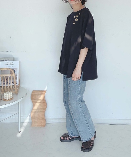 AS KNOW AS plus（アズノゥアズプラス）の「●ポップコーン刺繍Tシャツ（Tシャツ/カットソー・レディース・オフホワイト/ブラック/グリーン・FREE）」の10枚目の写真