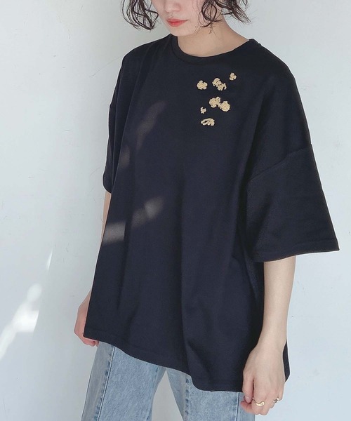 AS KNOW AS plus（アズノゥアズプラス）の「●ポップコーン刺繍Tシャツ（Tシャツ/カットソー・レディース・オフホワイト/ブラック/グリーン・FREE）」の11枚目の写真