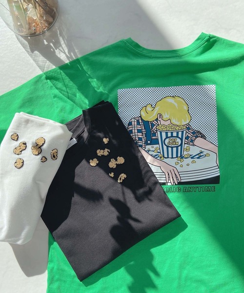 AS KNOW AS plus（アズノゥアズプラス）の「●ポップコーン刺繍Tシャツ（Tシャツ/カットソー・レディース・オフホワイト/ブラック/グリーン・FREE）」の13枚目の写真