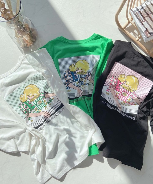 AS KNOW AS plus（アズノゥアズプラス）の「●ポップコーン刺繍Tシャツ（Tシャツ/カットソー・レディース・オフホワイト/ブラック/グリーン・FREE）」の15枚目の写真