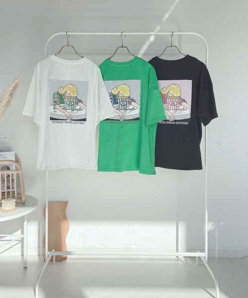 AS KNOW AS plus（アズノゥアズプラス）の「●ポップコーン刺繍Tシャツ（Tシャツ/カットソー・レディース・オフホワイト/ブラック/グリーン・FREE）」の17枚目の写真