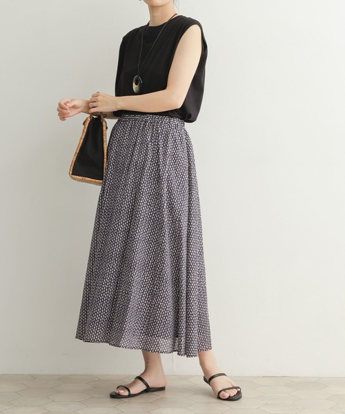 URBAN RESEARCH DOORS(アーバンリサーチドアーズ)の「小紋プリントコットンスカート(スカート・レディース・チャコールグレー/ミント・MEDIUM)」の6枚目の写真