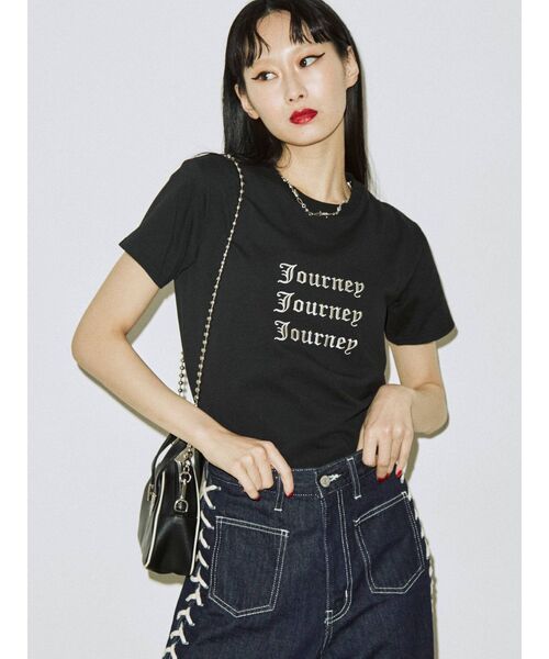 jouetie（ジュエティ）の「Journeyフィット Tシャツ（Tシャツ/カットソー・レディース・ブラック/オフホワイト/ブルー・MEDIUM）」の13枚目の写真