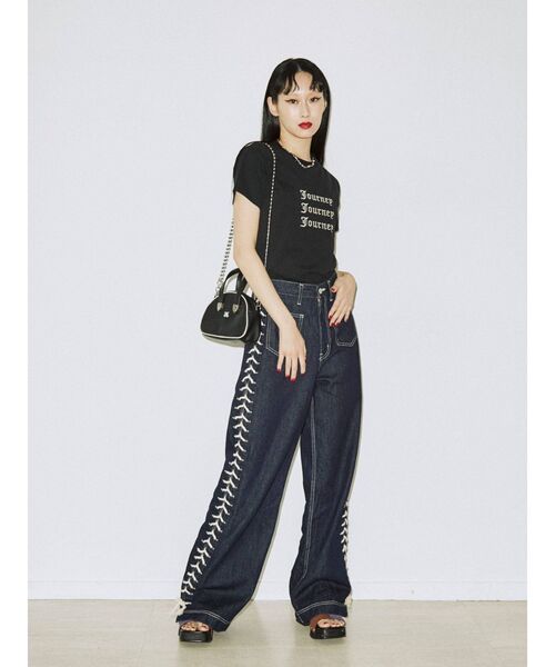 jouetie（ジュエティ）の「Journeyフィット Tシャツ（Tシャツ/カットソー・レディース・ブラック/オフホワイト/ブルー・MEDIUM）」の11枚目の写真