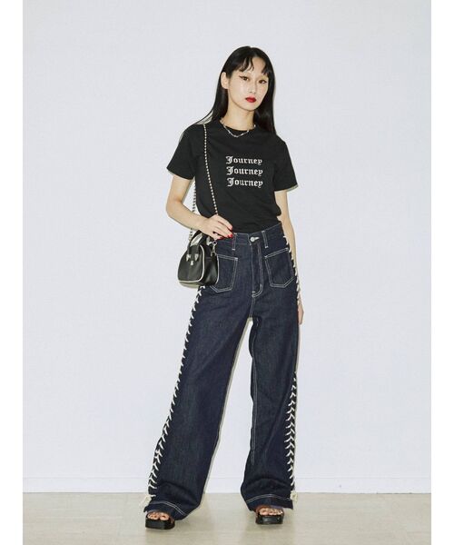 jouetie（ジュエティ）の「Journeyフィット Tシャツ（Tシャツ/カットソー・レディース・ブラック/オフホワイト/ブルー・MEDIUM）」の10枚目の写真