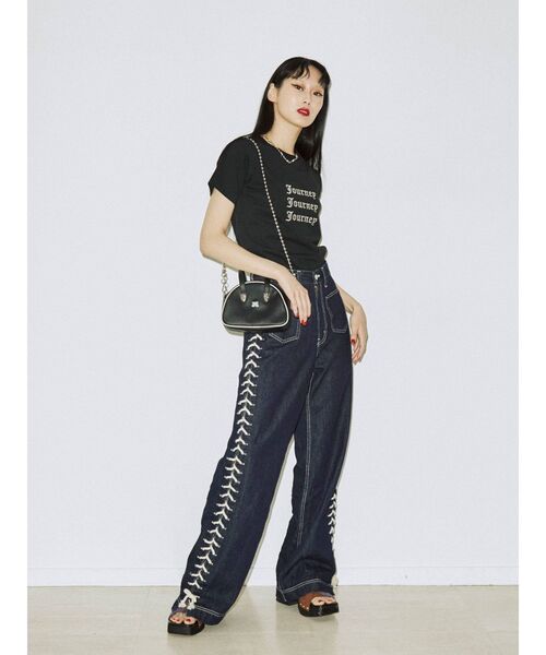 jouetie（ジュエティ）の「Journeyフィット Tシャツ（Tシャツ/カットソー・レディース・ブラック/オフホワイト/ブルー・MEDIUM）」の9枚目の写真