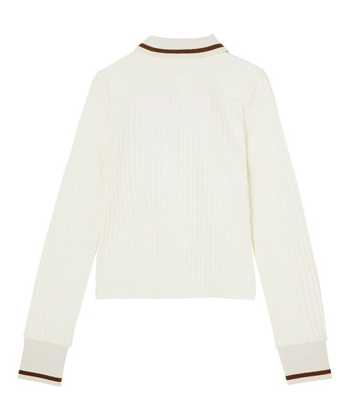 X-girl（エックスガール）の「BABY L/S POLO TOP（ポロシャツ・レディース・ホワイト/ライトブルー/ブラック・S/M）」の4枚目の写真