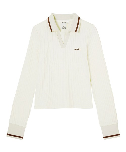 X-girl（エックスガール）の「BABY L/S POLO TOP（ポロシャツ・レディース・ホワイト/ライトブルー/ブラック・S/M）」の14枚目の写真