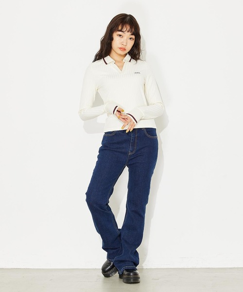 X-girl（エックスガール）の「BABY L/S POLO TOP（ポロシャツ・レディース・ホワイト/ライトブルー/ブラック・S/M）」の13枚目の写真