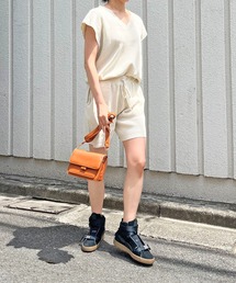 ルーズベスト×ショートパンツニットアップ