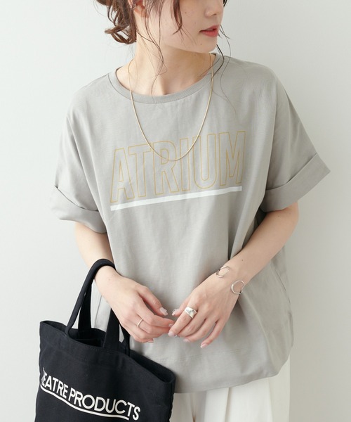 PUAL CE CIN(ピュアルセシン)の「擬麻加工プリントTシャツ(Tシャツ/カットソー・レディース・チャコールグレー/ベージュ/オフホワイト・FREE)」の3枚目の写真