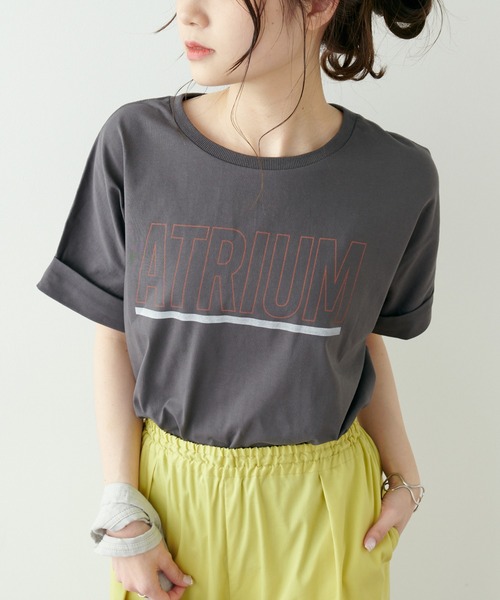 PUAL CE CIN(ピュアルセシン)の「擬麻加工プリントTシャツ(Tシャツ/カットソー・レディース・チャコールグレー/ベージュ/オフホワイト・FREE)」の1枚目の写真