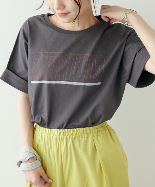 PUAL CE CIN(ピュアルセシン)の「擬麻加工プリントTシャツ(Tシャツ/カットソー・レディース・チャコールグレー/ベージュ/オフホワイト・FREE)」の9枚目の写真