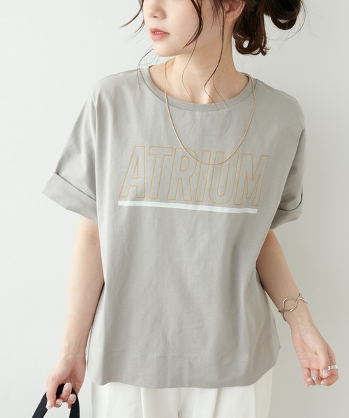 PUAL CE CIN(ピュアルセシン)の「擬麻加工プリントTシャツ(Tシャツ/カットソー・レディース・チャコールグレー/ベージュ/オフホワイト・FREE)」の7枚目の写真