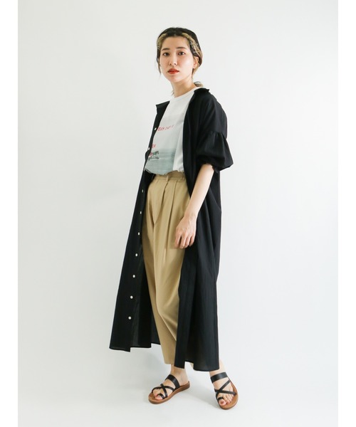 sm2rhythm（サマンサモスモスリズム）の「ギャザーワンピース（ワンピース・レディース・ブラック/グリーン/ベージュ・ﾌﾘ-）」の2枚目の写真