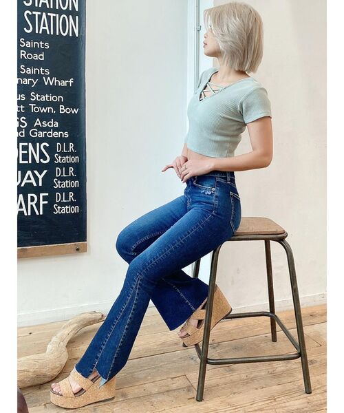 GYDA(ジェイダ)の「2WAYバインダーショートTシャツ(Tシャツ/カットソー・レディース・ブラック/ベージュ/オフホワイト/ミント・FREE)」の9枚目の写真