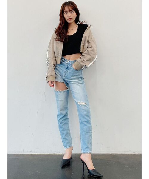 GYDA(ジェイダ)の「2WAYバインダーショートTシャツ(Tシャツ/カットソー・レディース・ブラック/ベージュ/オフホワイト/ミント・FREE)」の13枚目の写真
