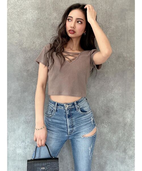 GYDA(ジェイダ)の「2WAYバインダーショートTシャツ(Tシャツ/カットソー・レディース・ブラック/ベージュ/オフホワイト/ミント・FREE)」の21枚目の写真