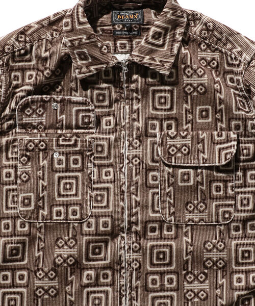 BEAMS PLUS（ビームスプラス）の「BEAMS PLUS / コーデュロイ プリント ジッパー ブルゾン（ブルゾン・メンズ・ダークブラウン/ライトブラウン・S/M/L/X-LARGE）」の19枚目の写真