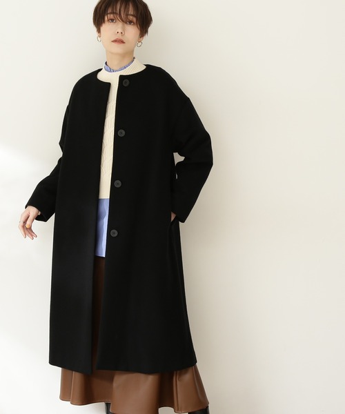 N.（N. Natural Beauty Basic）（エヌエヌナチュラルビューティーベーシック）の「【横田ひかるさん着用】【S Size Line】◆ビーバーメルトンノーカラーコート（ノーカラーコート・レディース・ホワイト/ブラック/グレー/オレンジ/チョコ・SMALL/MEDIUM）」の10枚目の写真