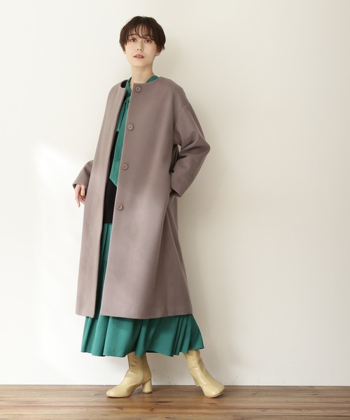 N.（N. Natural Beauty Basic）（エヌエヌナチュラルビューティーベーシック）の「【横田ひかるさん着用】【S Size Line】◆ビーバーメルトンノーカラーコート（ノーカラーコート・レディース・ホワイト/ブラック/グレー/オレンジ/チョコ・SMALL/MEDIUM）」の14枚目の写真